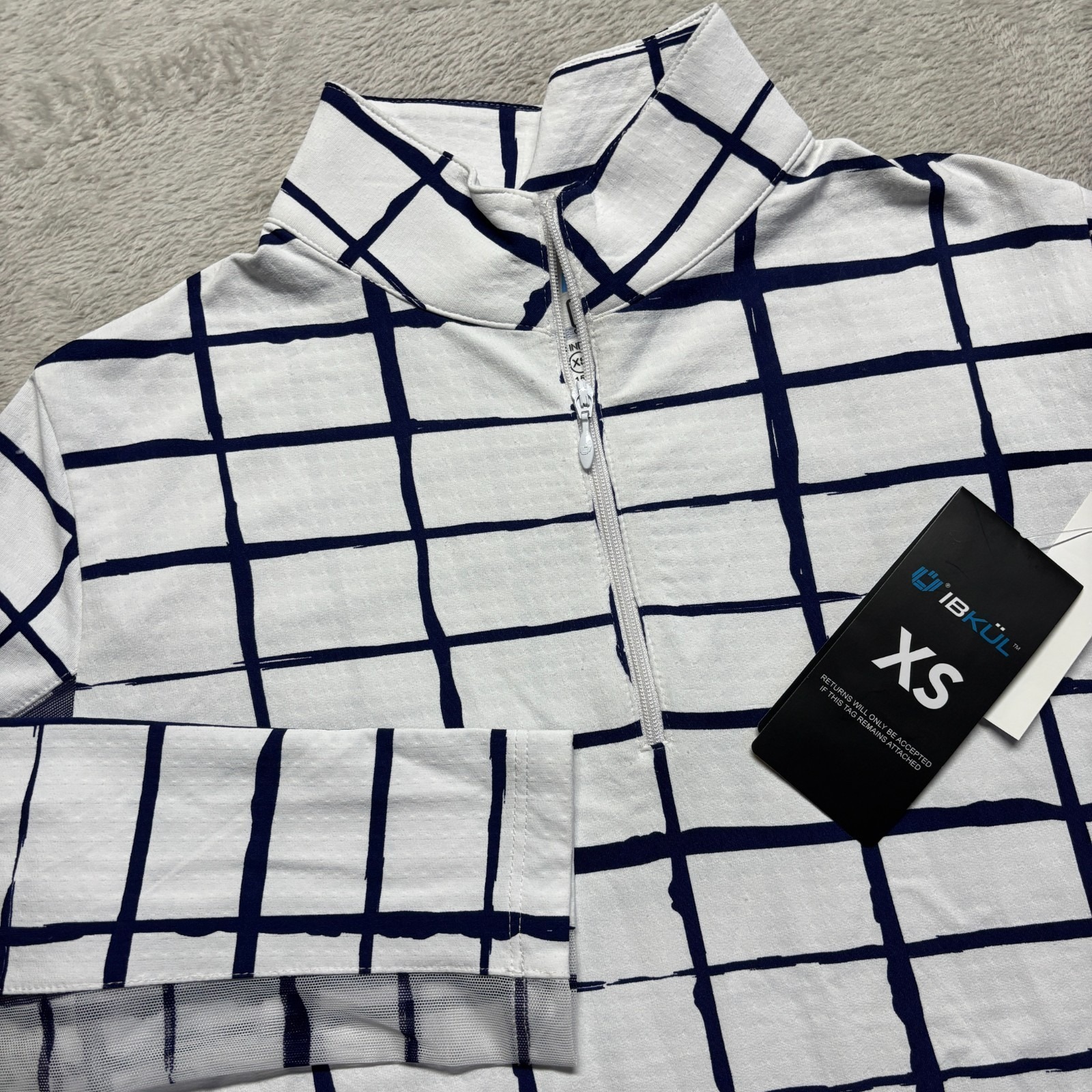 Nwt Ibkul 1/4 Zip Shirt Womens Xs Cordova White Navy Long Sleeve Golf Mock Neck